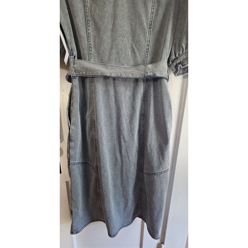 NWT C wonder Christian Siriano buttoned stretch denim midi shirt belte dress S - Picture 11 of 14